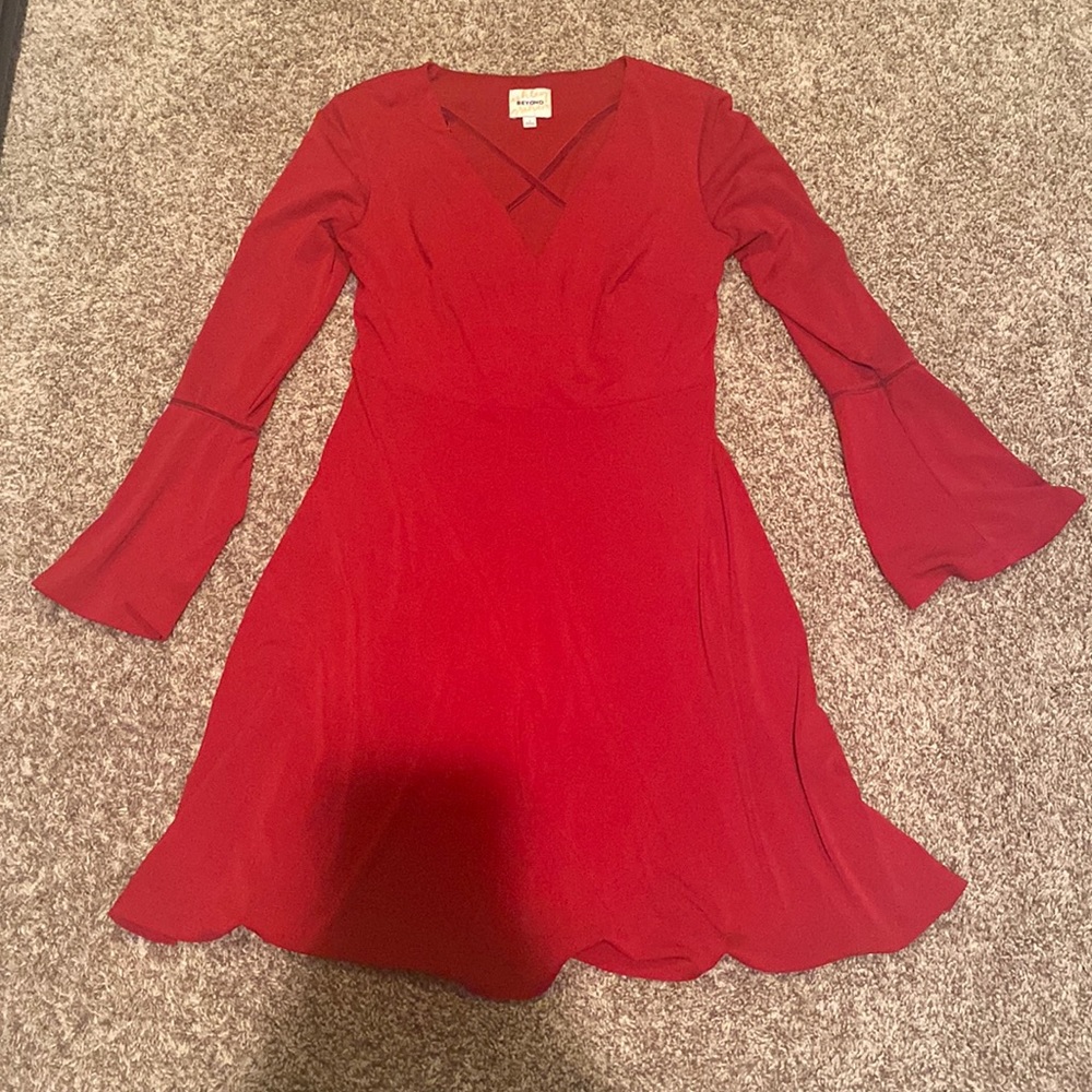 red skater dress